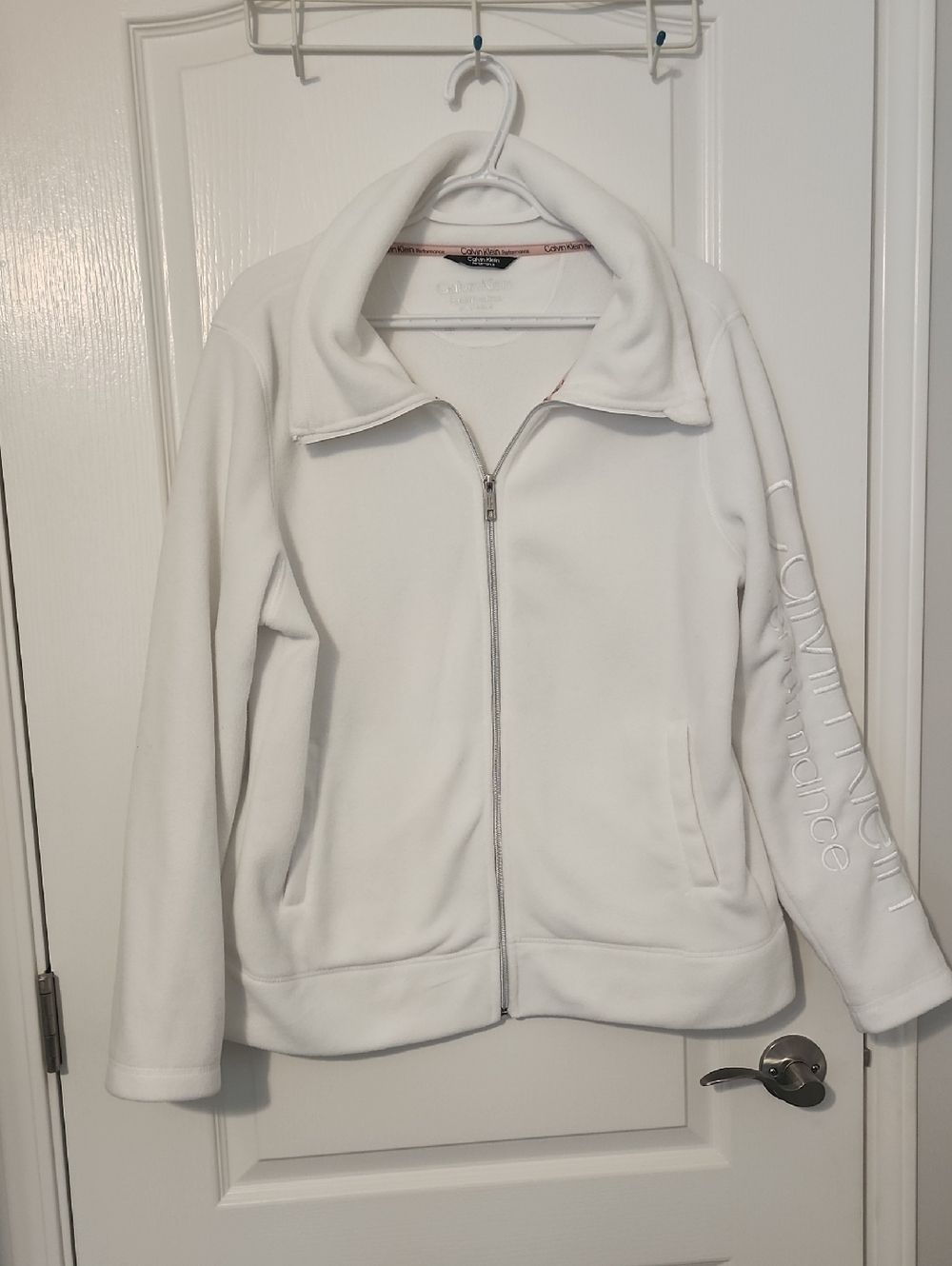 Calvin Klein White Full-Zip Fleese Jacket for Women